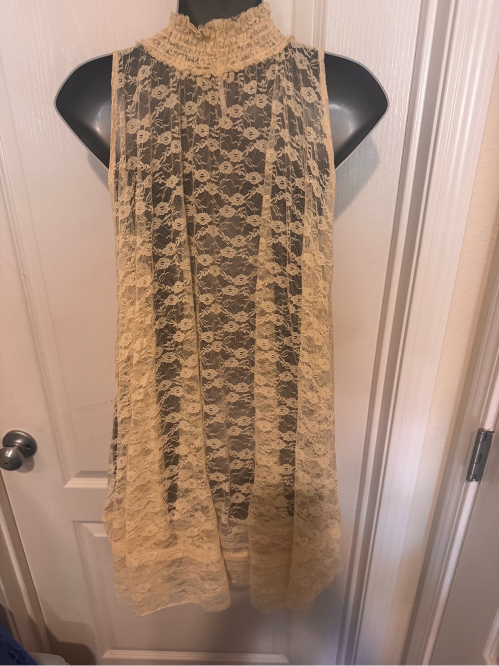 Free people Sleeveless Lace High-Neck Shift Dress in Cream